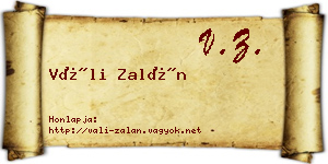 Váli Zalán névjegykártya